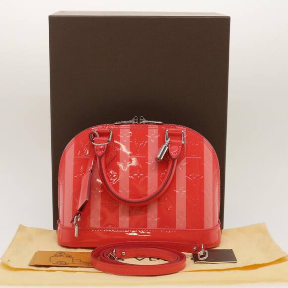 LOUIS VUITTON Vernis Rayures Alma BB Hand Bag Pink M91593 - Picture 12 of 16
